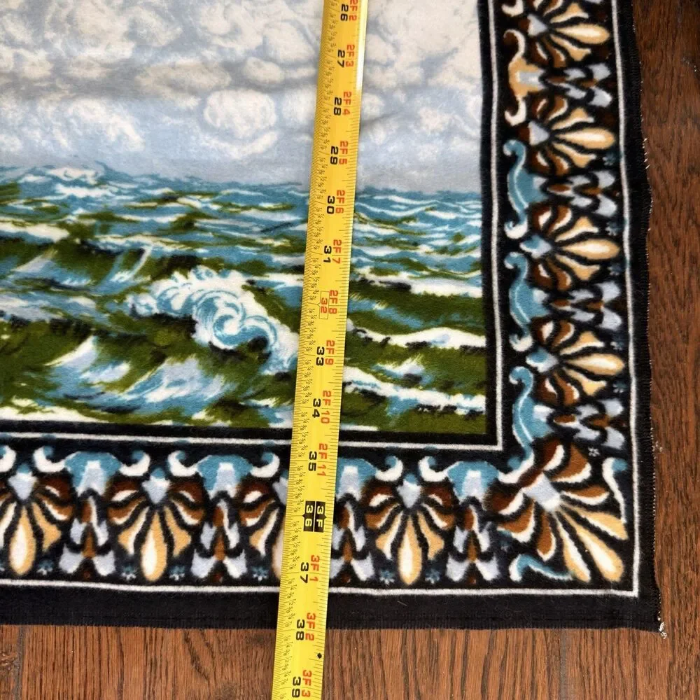 Vintage Turkish Sailing Ship Velour Wall Tapestry 100% Cotton 57x38 Nautical